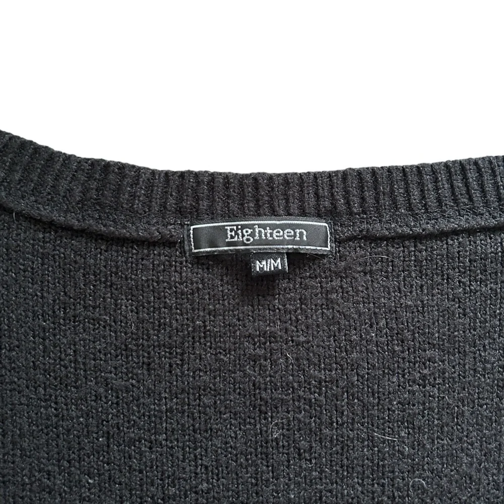 Coquette Y2K Black Short Sleeve Knit Button up Prairie Style Top - Picture 6 of 6